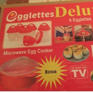 Egglettes Deluxe 6 Egglettes (Bonus: Microwave Egg Cooker) New